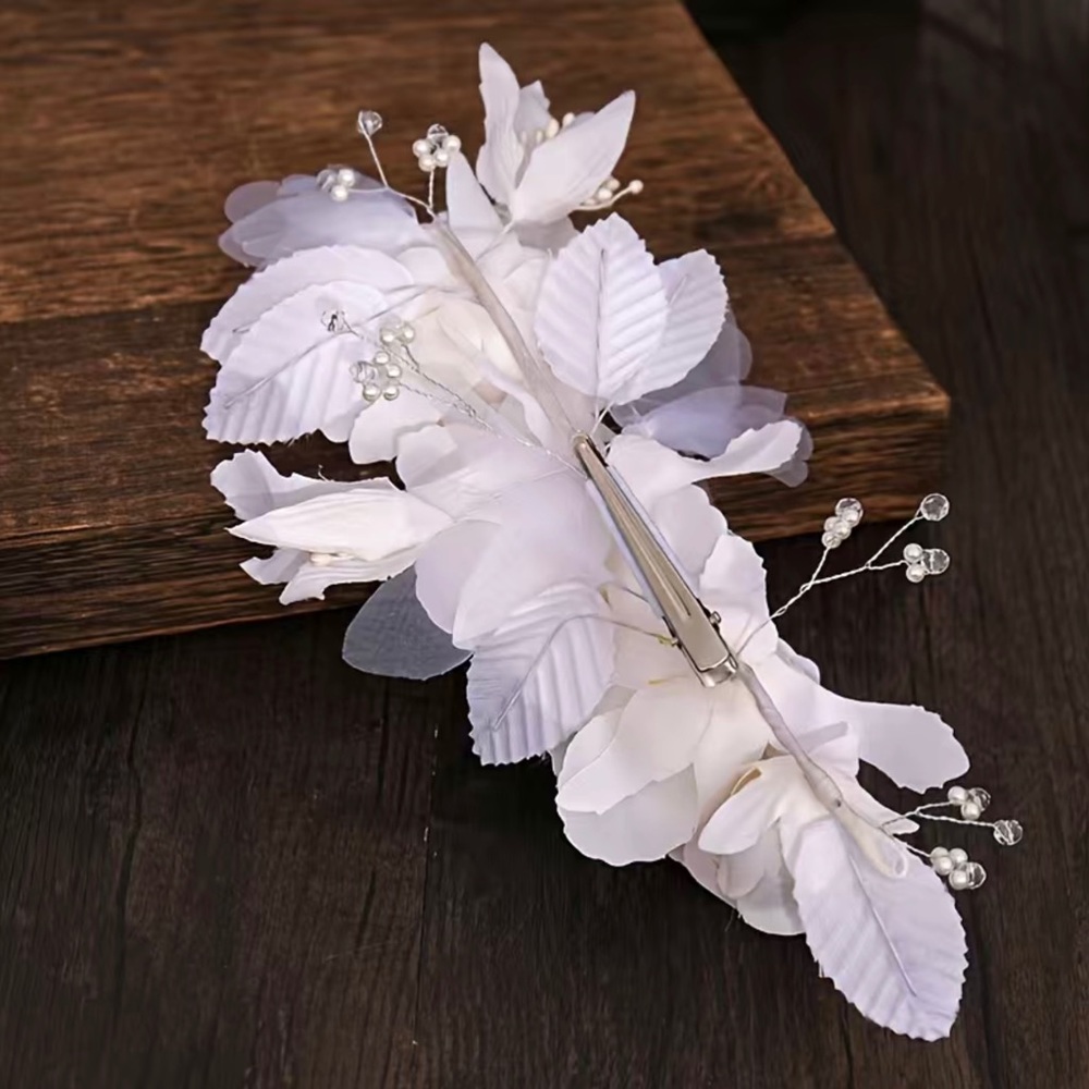 ‼️‼️SOLD OUT LOCALLY ‼️‼️Flowers Pearl Hair Clips Wedding Headwear Handmade - Picture 3 of 6